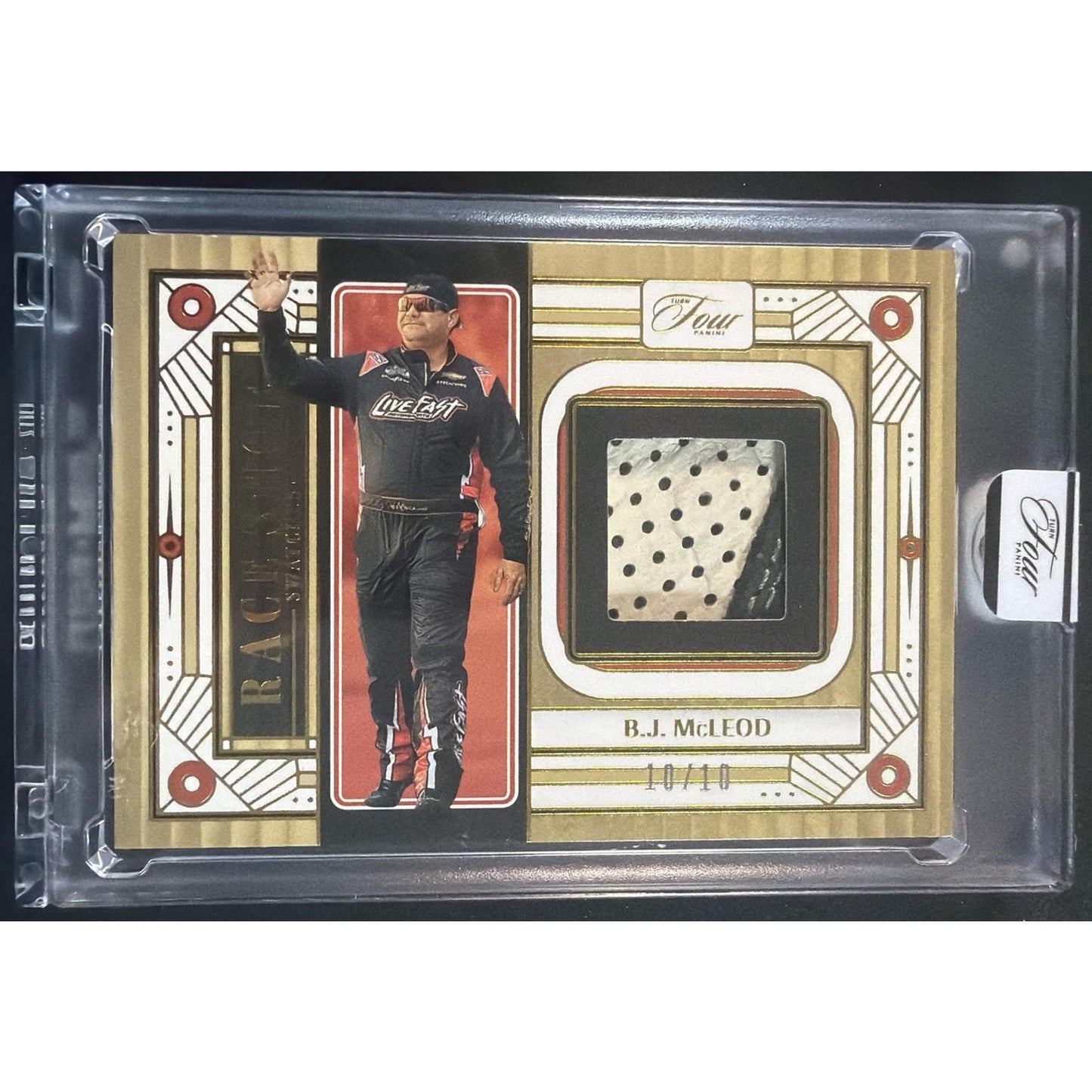 2026 Panini Turn Four Racing B.J. McLeod #9 Race Shoe Swatches Gold /10 MEM