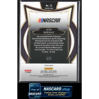 2025 Panini Select #73 Alex Bowman Green Ice Prizms #5/5