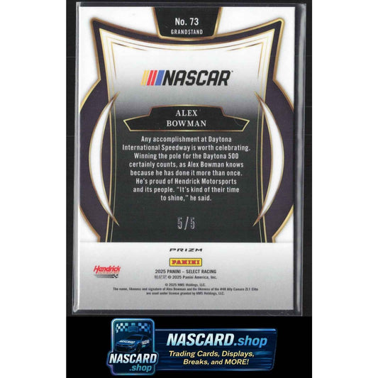 2025 Panini Select #73 Alex Bowman Green Ice Prizms #5/5