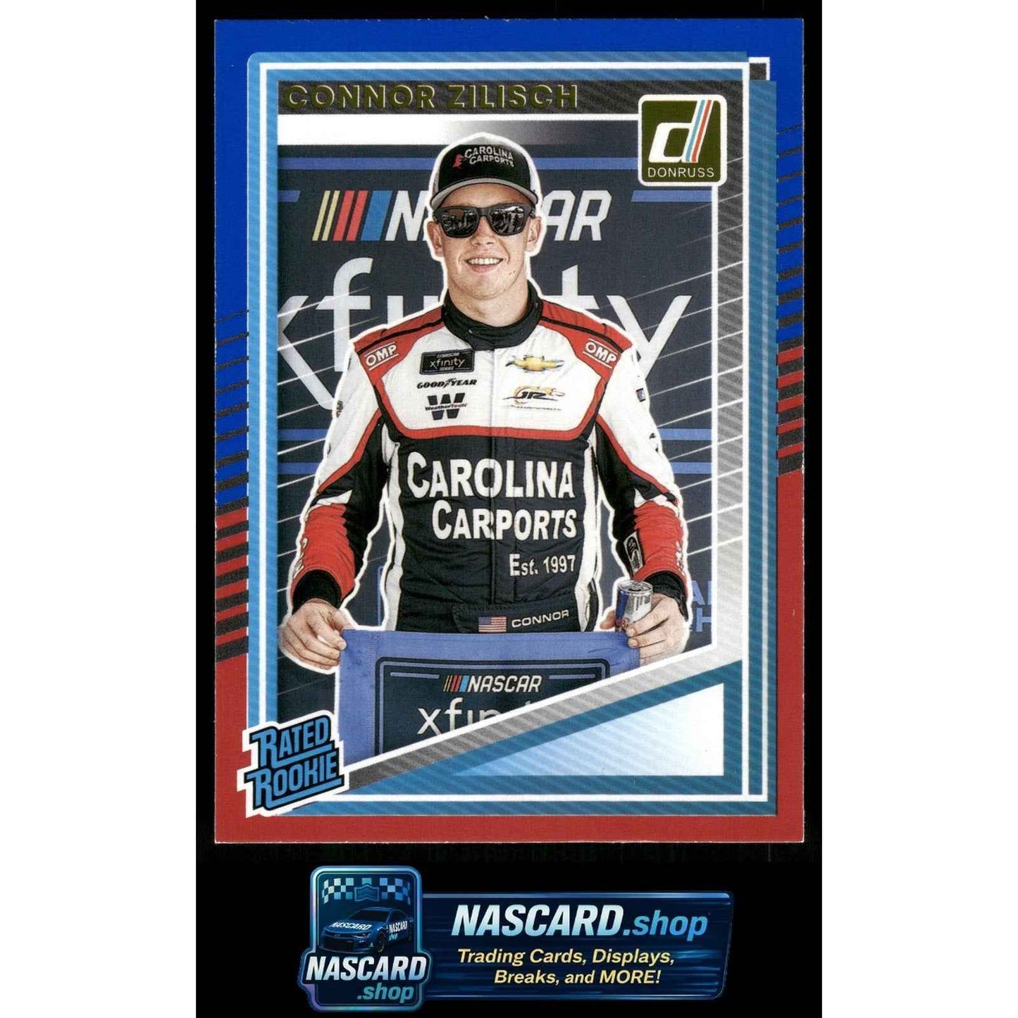 2025 Donruss #94 Connor Zilisch Red and Blue Rated Rookie