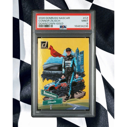 2026 Panini Donruss NASCAR Connor Zilisch Gold Downtown #/10 PSA 9 MINT
