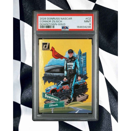 2026 Panini Donruss NASCAR Connor Zilisch Gold Downtown #/10 PSA 9 MINT