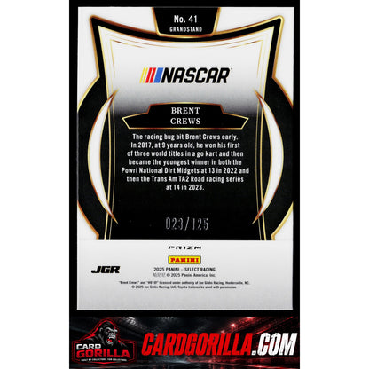 2025 Panini Select #41 Brent Crews Red Prizms #/125 RC