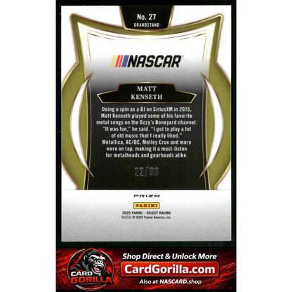 2025 Panini Select #27 Matt Kenseth White Prizms #/99