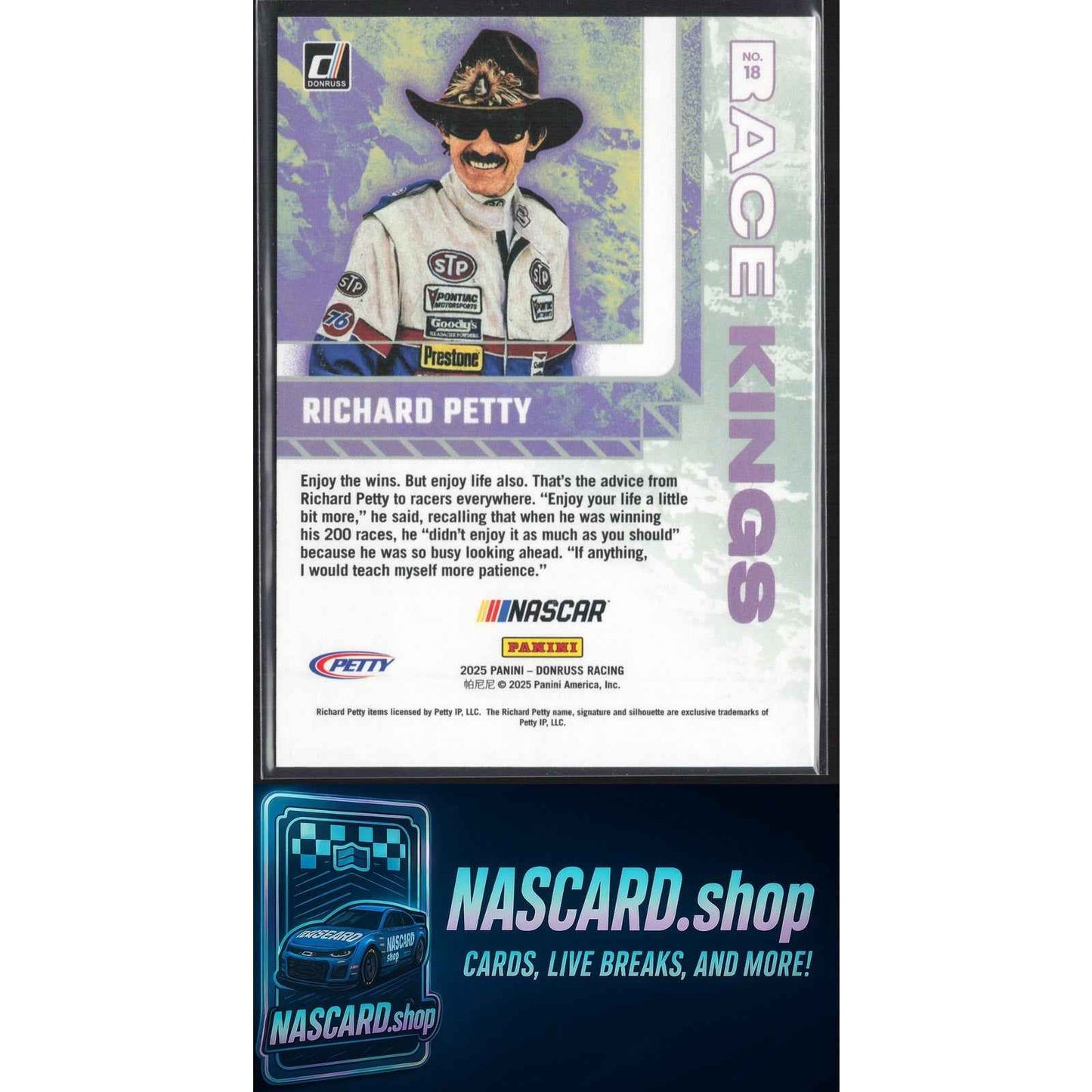 2025 Donruss #18 Richard Petty Race Kings Blue Xplosion #/49
