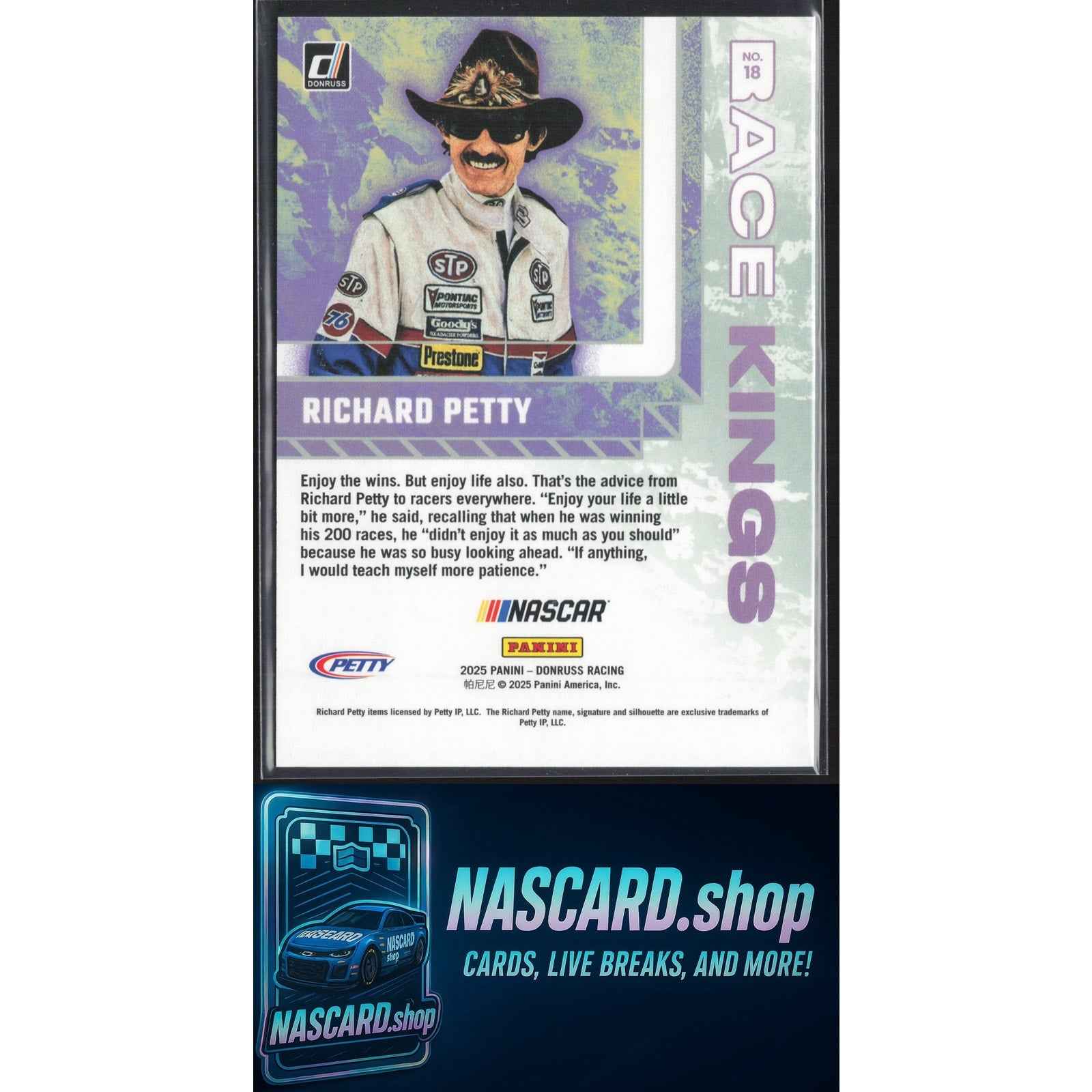 2025 Donruss #18 Richard Petty Race Kings Blue Xplosion #/49