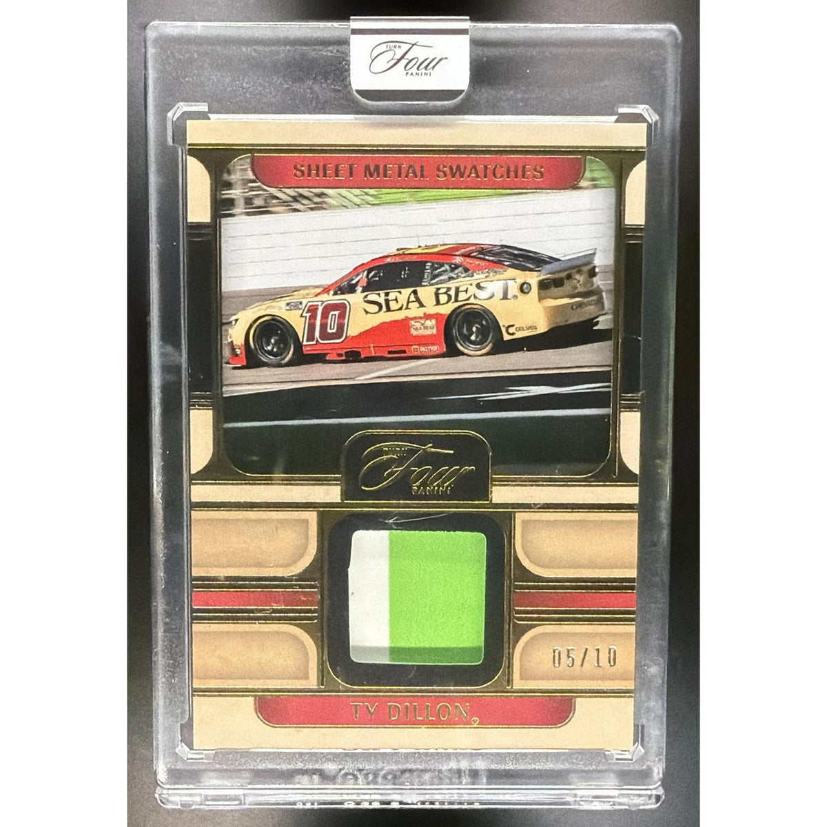 2026 Panini Turn Four Racing Ty Dillon #SM-TDL Sheet Metal Swatches Gold /10 MEM