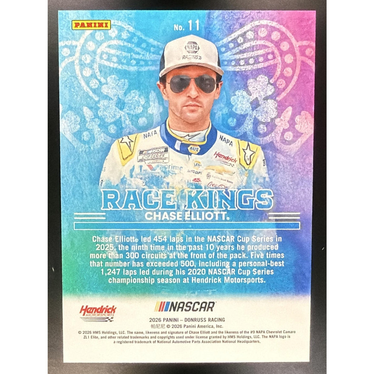 2026 Panini Donruss NASCAR Racing Chase Elliott Race Kings Carolina Blue Ice /99