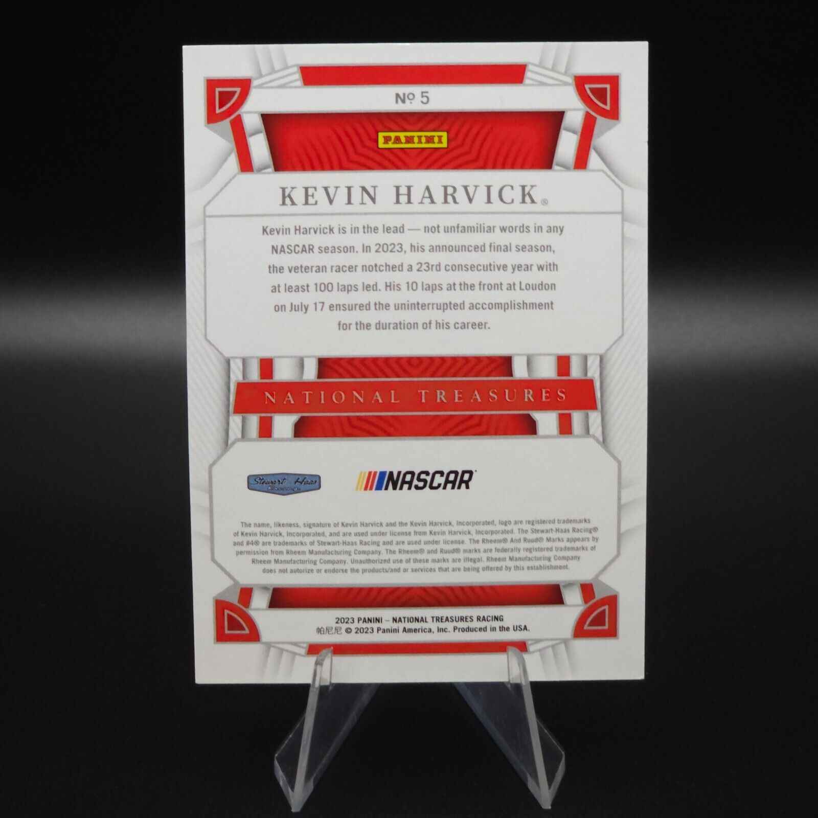 2023 Panini National Treasures Base Holo Silver #5 Kevin Harvick /15 - NASCARD.shop