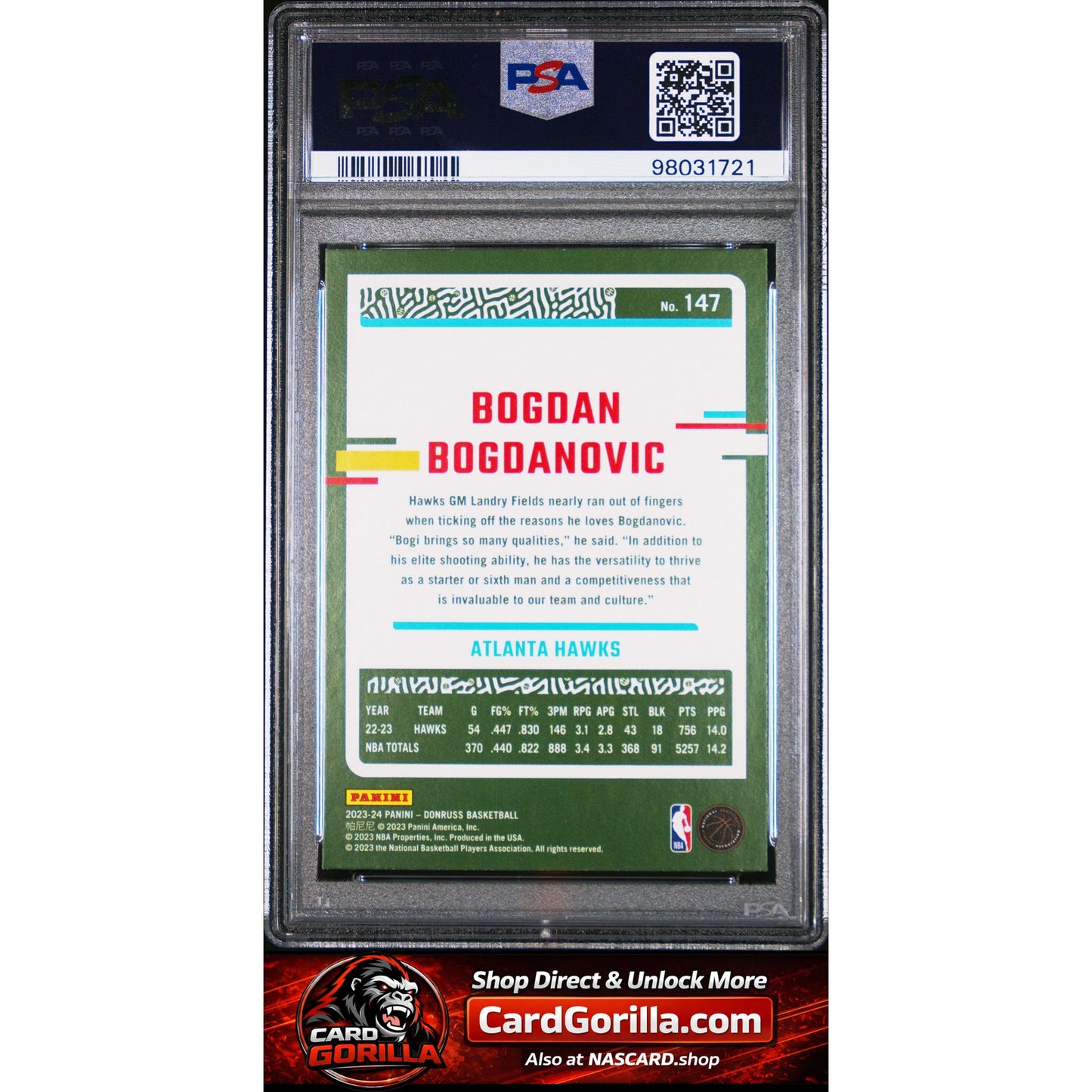 2023 Panini Donruss #147 Bogdan Bogdanovic Red Fireworks PSA 8