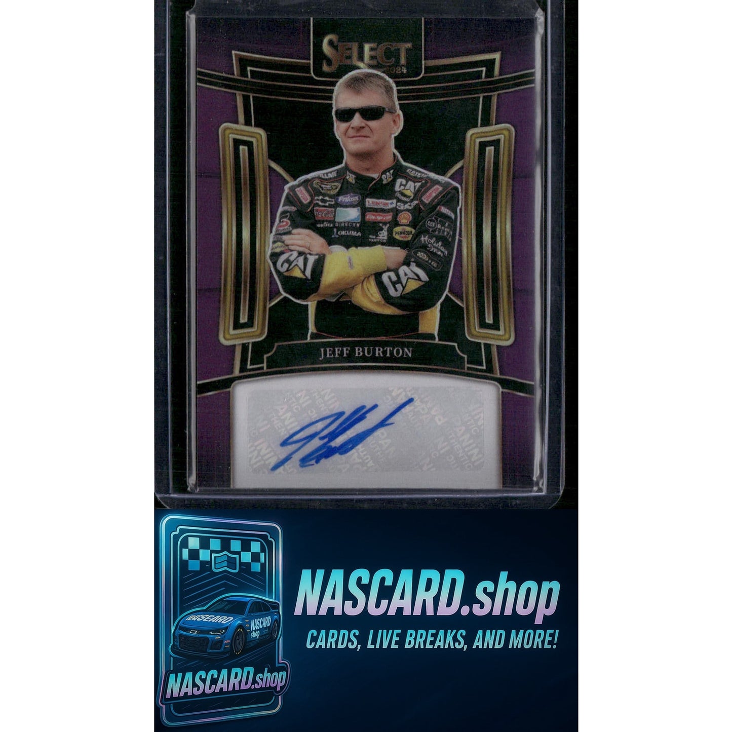 2024 Panini Select #S-JBT Jeff Burton Signatures Purple Prizms #/49 - NASCARD.shop