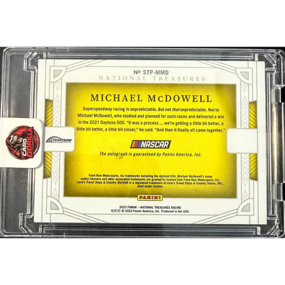 2023 National Treasures Michael McDowell Signatures Track Pass Platinum Blue 1/1