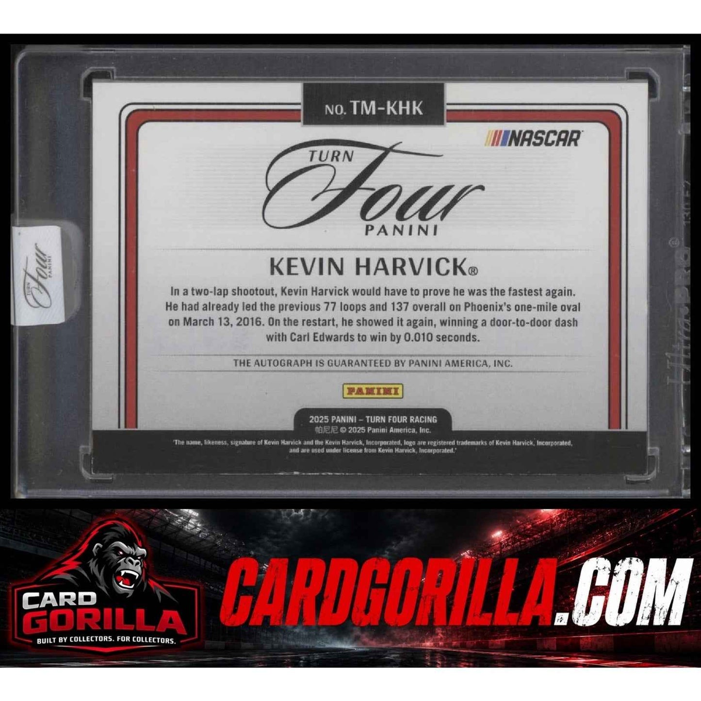 2025 Panini Turn Four #TM-KHK Kevin Harvick Timeless Moments #01/99