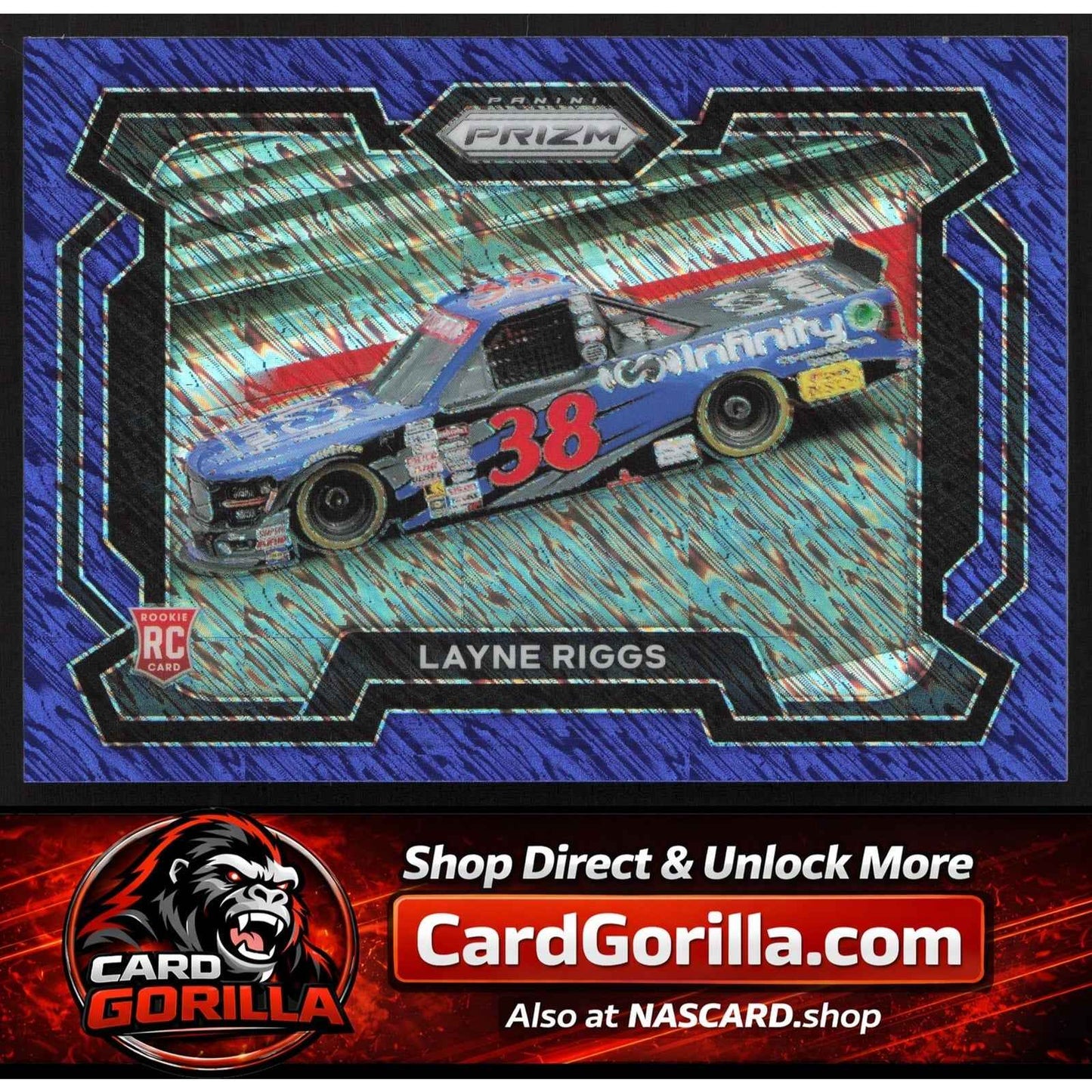 2024 Panini Prizm Rides #32 Layne Riggs Blue Shimmer #05/10 RC