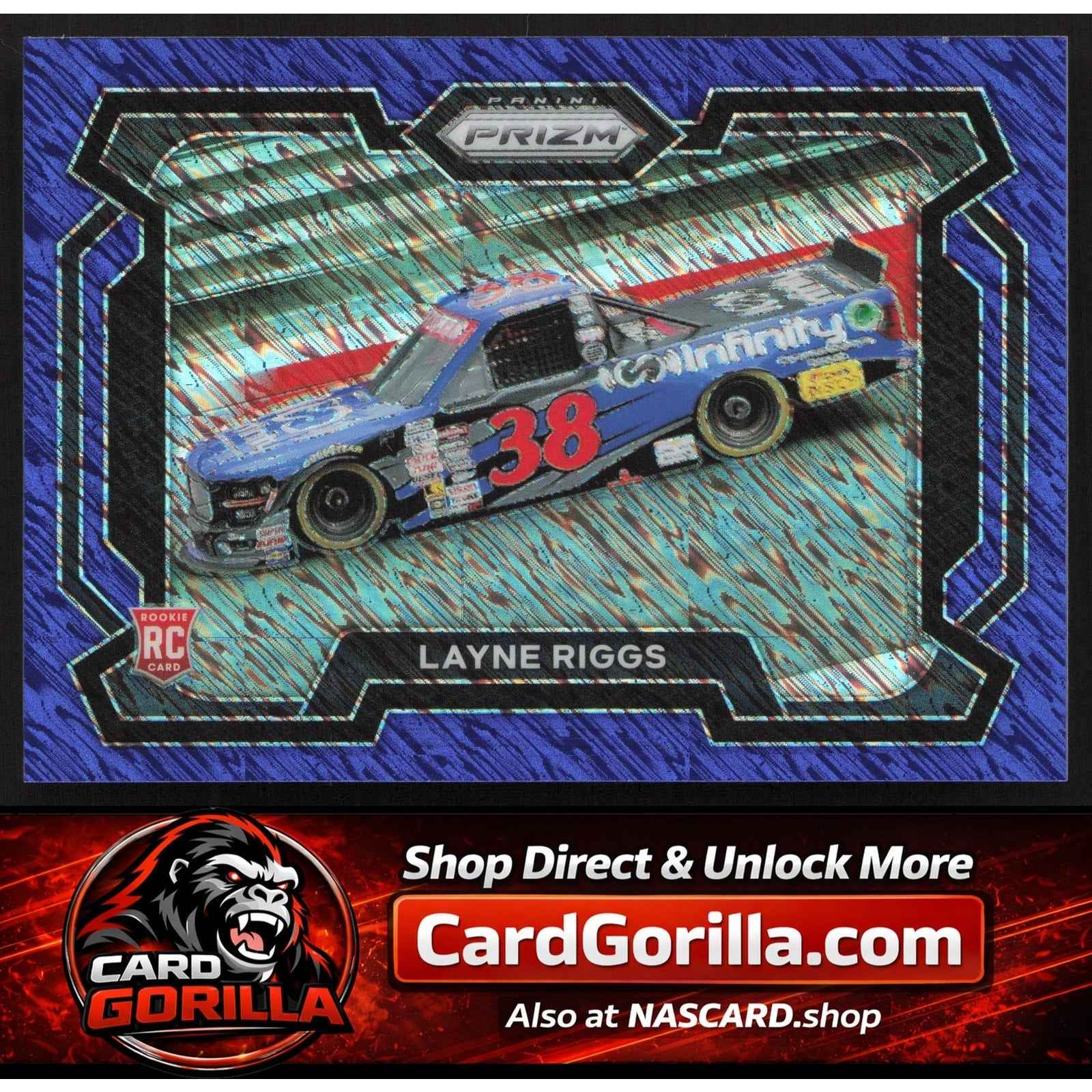 2024 Panini Prizm Rides #32 Layne Riggs Blue Shimmer #05/10 RC