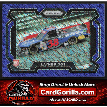2024 Panini Prizm Rides #32 Layne Riggs Blue Shimmer #05/10 RC