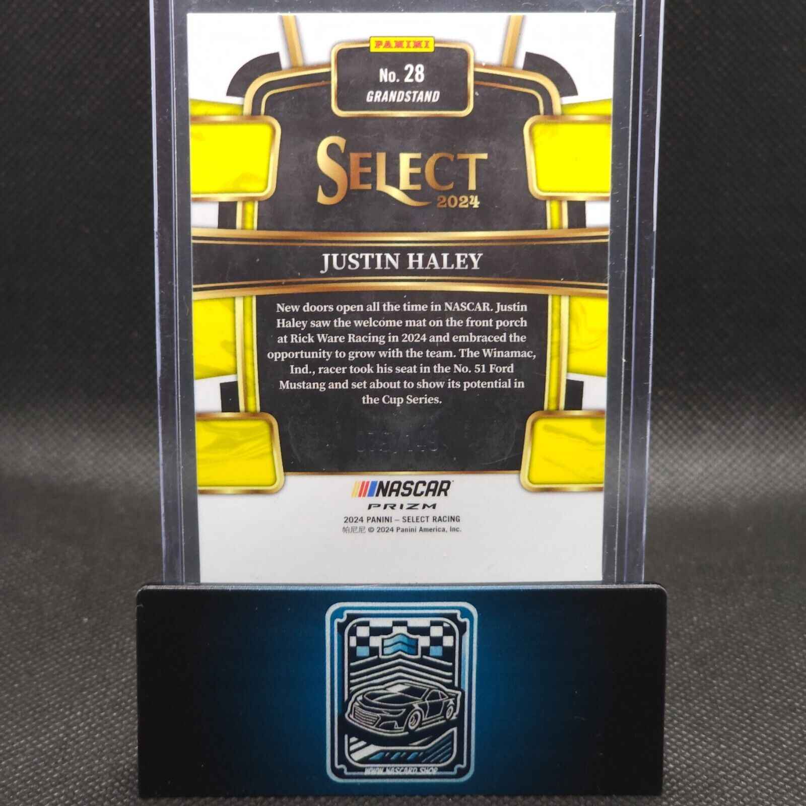 2024 Panini Select Racing Grandstand Red Prizm #28 Justin Haley 079/149 - NASCARD.shop