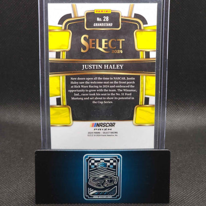 2024 Panini Select Racing Grandstand Red Prizm #28 Justin Haley 079/149 - NASCARD.shop