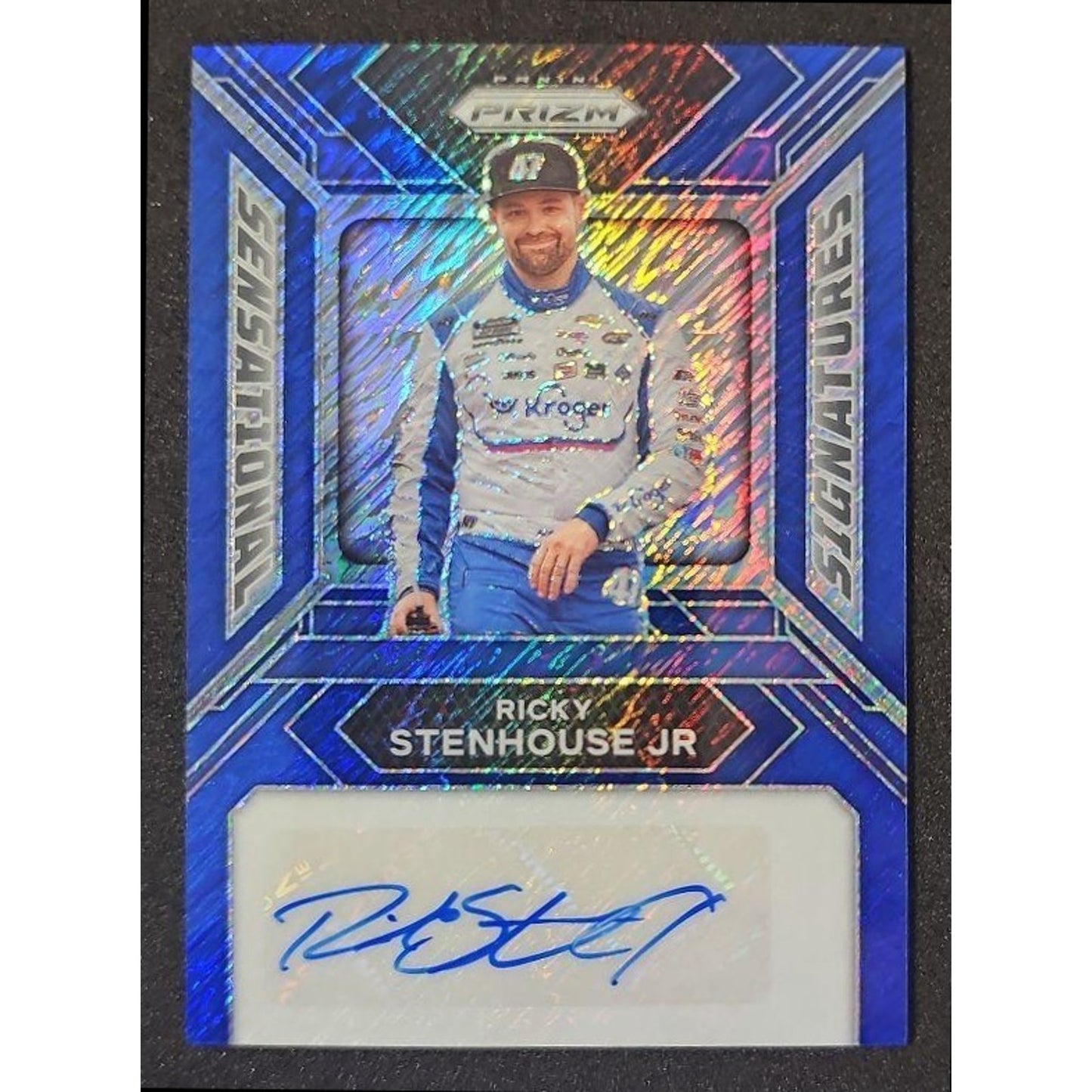 2024 Panini Prizm Ricky Stenhouse Jr Sensational Signatures Blue Shimmer FOTL /4