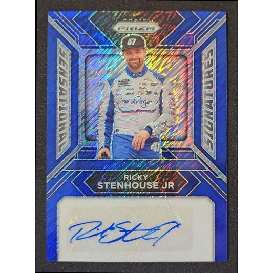 2024 Panini Prizm Ricky Stenhouse Jr Sensational Signatures Blue Shimmer FOTL /4