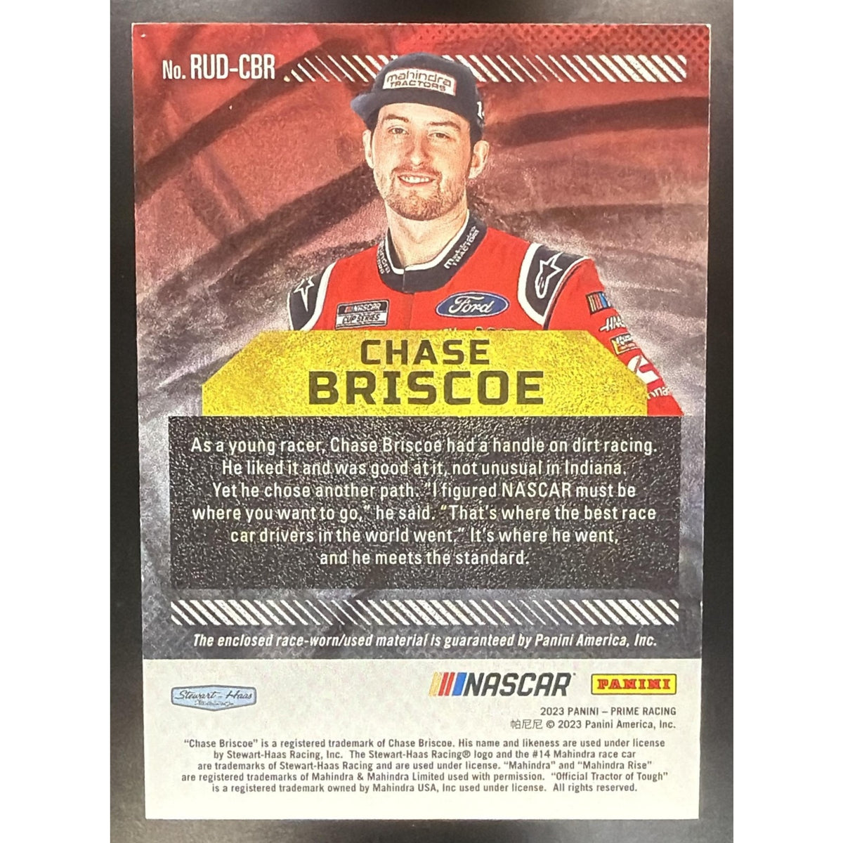 2023 Panini Prime Chase Briscoe #RUD-CBR Race Used Duals Sheet Metal MEM