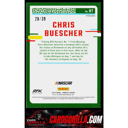 2024 Donruss #87 Chris Buescher Optic Black Velocity #/39