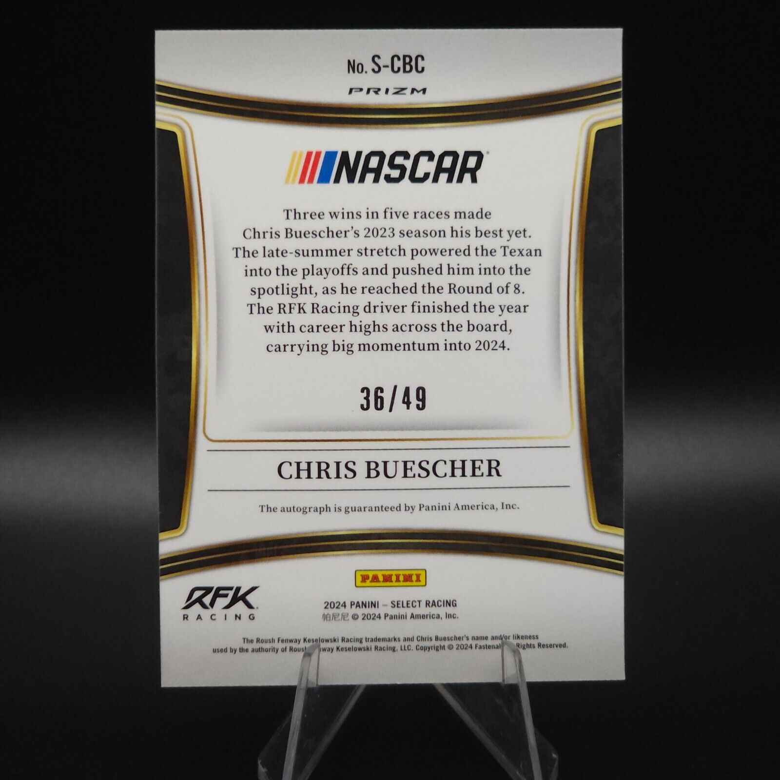 2024 Panini Select Racing Signatures Blue Prizm #S-CBC Chris Buescher /49 - NASCARD.shop
