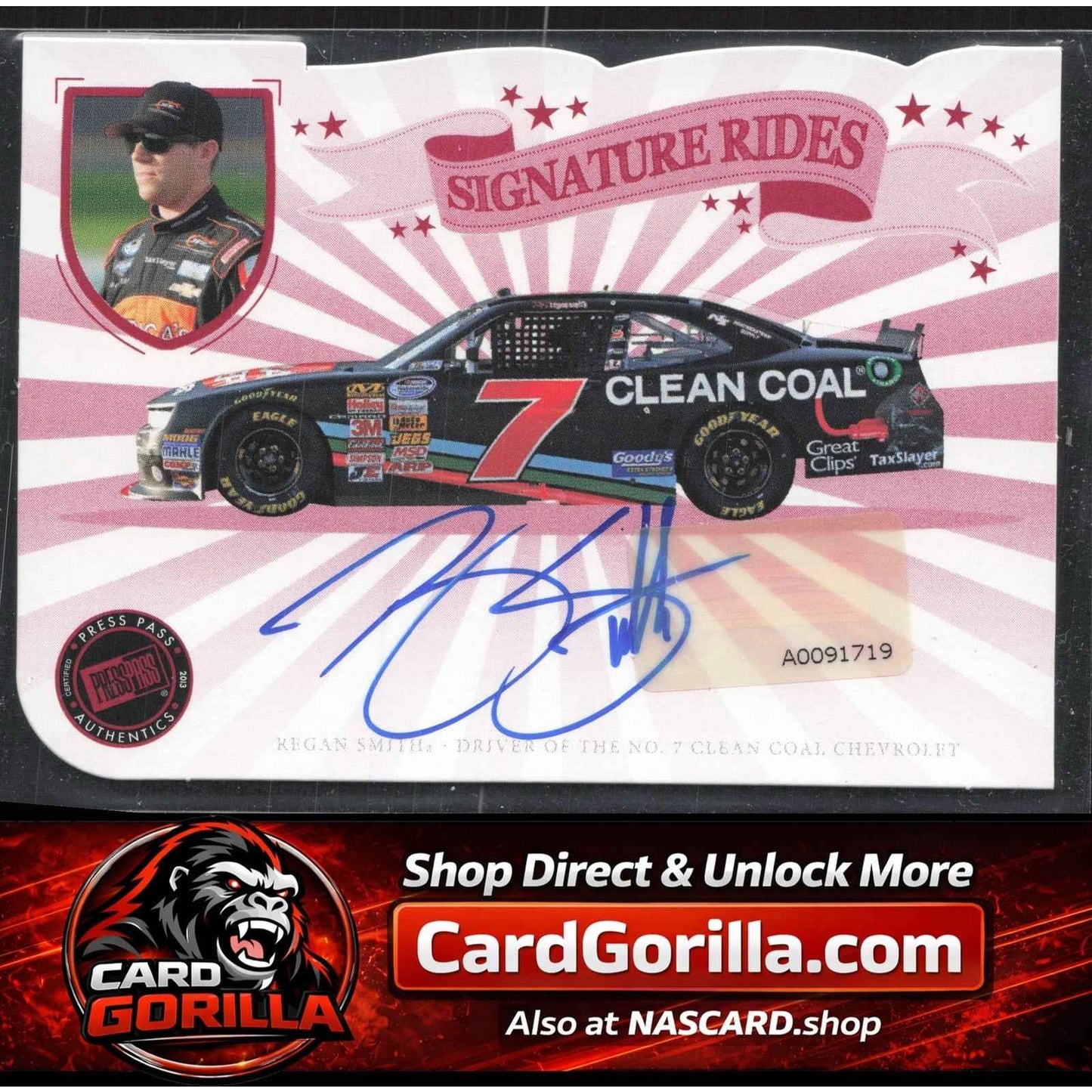 2013 Press Pass Fanfare #SR-RS Regan Smith Signature Ride Autographs Red