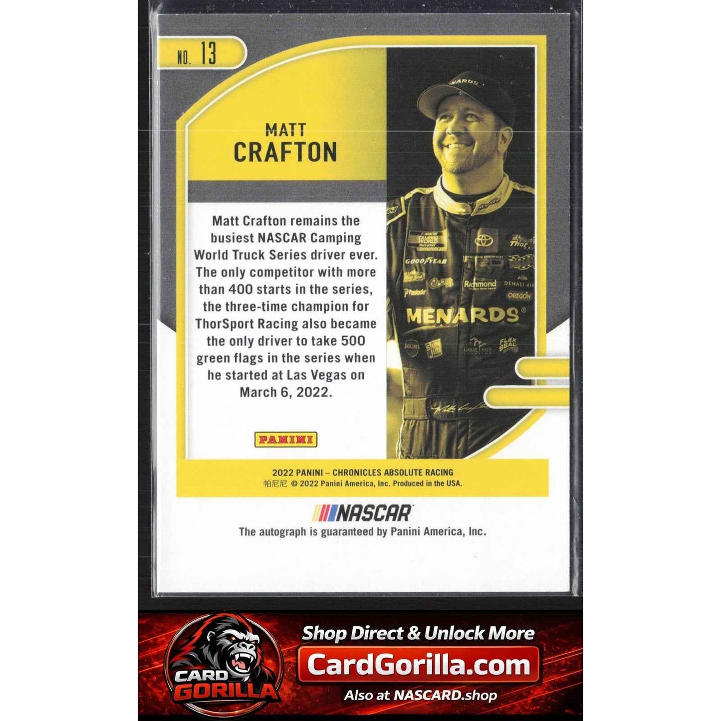 2022 Panini Chronicles #13 Matt Crafton Absolute Autographs
