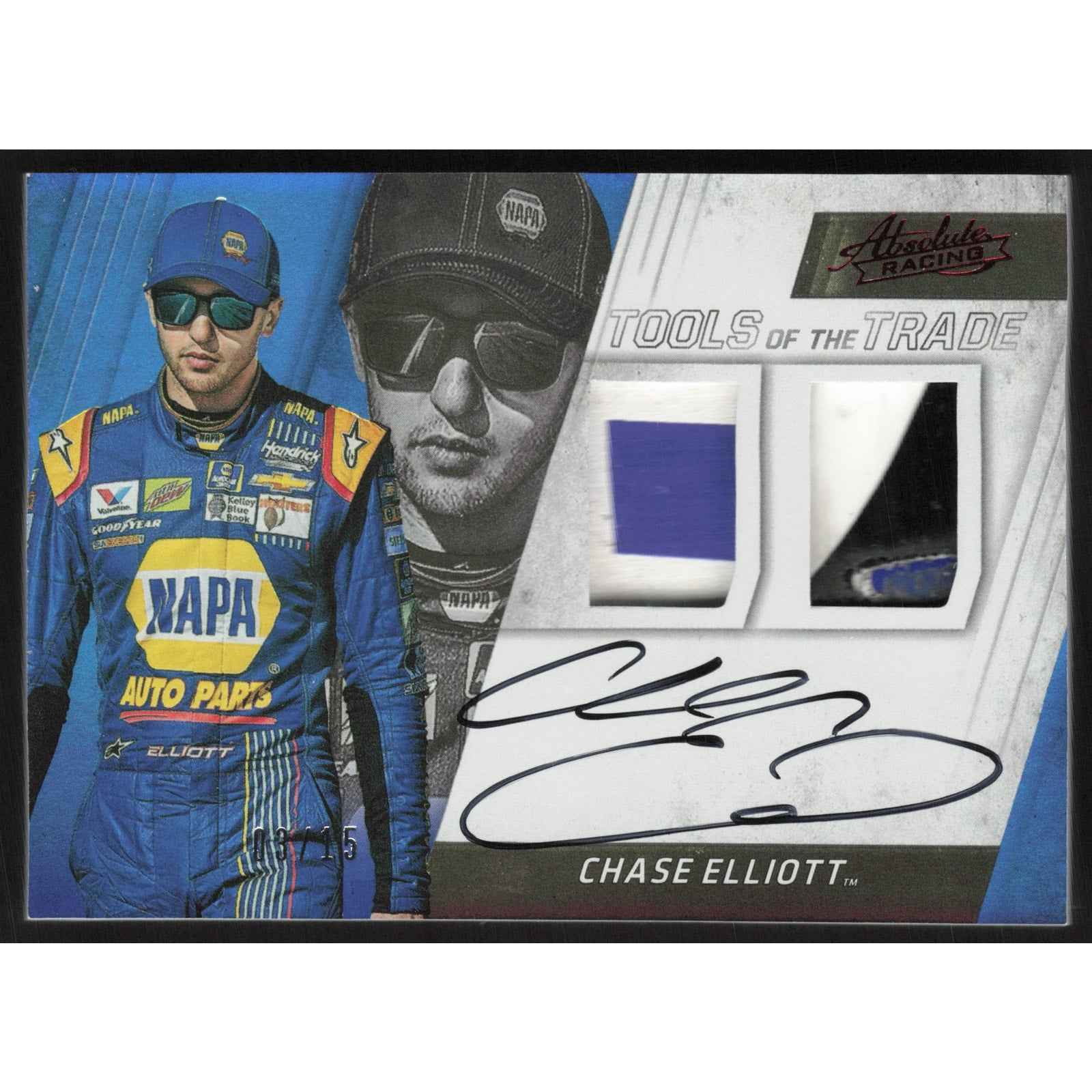 2017 Absolute Chase Elliott Tools of the Trade Duals Signatures Spectrum Red /15