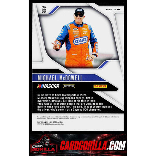 2025 Panini Prizm #33 Michael McDowell White Sparkle