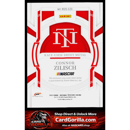 2025 Panini National Treasures Connor Zilisch Race Used Sheet Metal Blue #/75