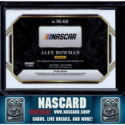 2024 Panini Select #TAS-ALB Alex Bowman Trackside Action Signatures Flash Prizms - NASCARD.shop
