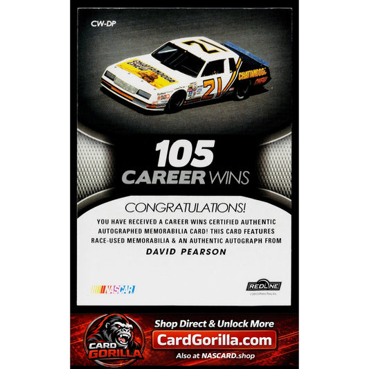 2013 Press Pass Redline David Pearson Career Wins Relic Autographs Melting #1/1