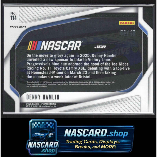 2025 Panini Prizm #114 Denny Hamlin FOTL Blue Shimmer #/10