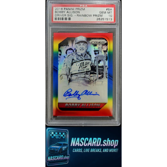 2016 Panini Prizm Driver Signatures Bobby Allison Rainbow Prizm /24 PSA 10