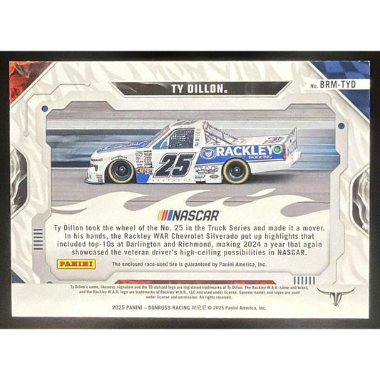 2025 Panini Donruss NASCAR Ty Dillon #13 Burning Rubber Materials