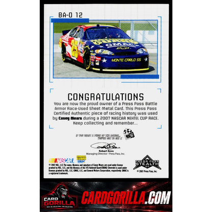 2007 Press Pass Stealth #BA-D 12 Casey Mears Battle Armor Drivers #/150