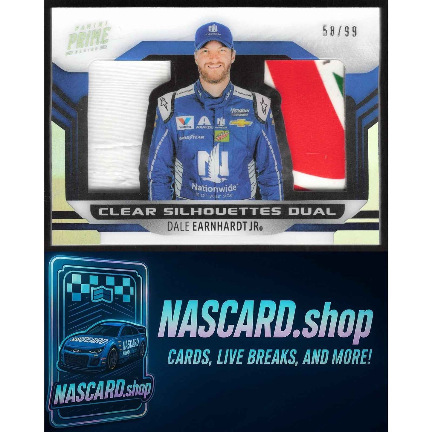 2019 Panini Prime #CSD-JR Dale Earnhardt Jr. Clear Silhouettes Dual #/99