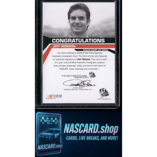 2008 Press Pass Jeff Gordon Signings Gold #/50 - NASCARD.shop