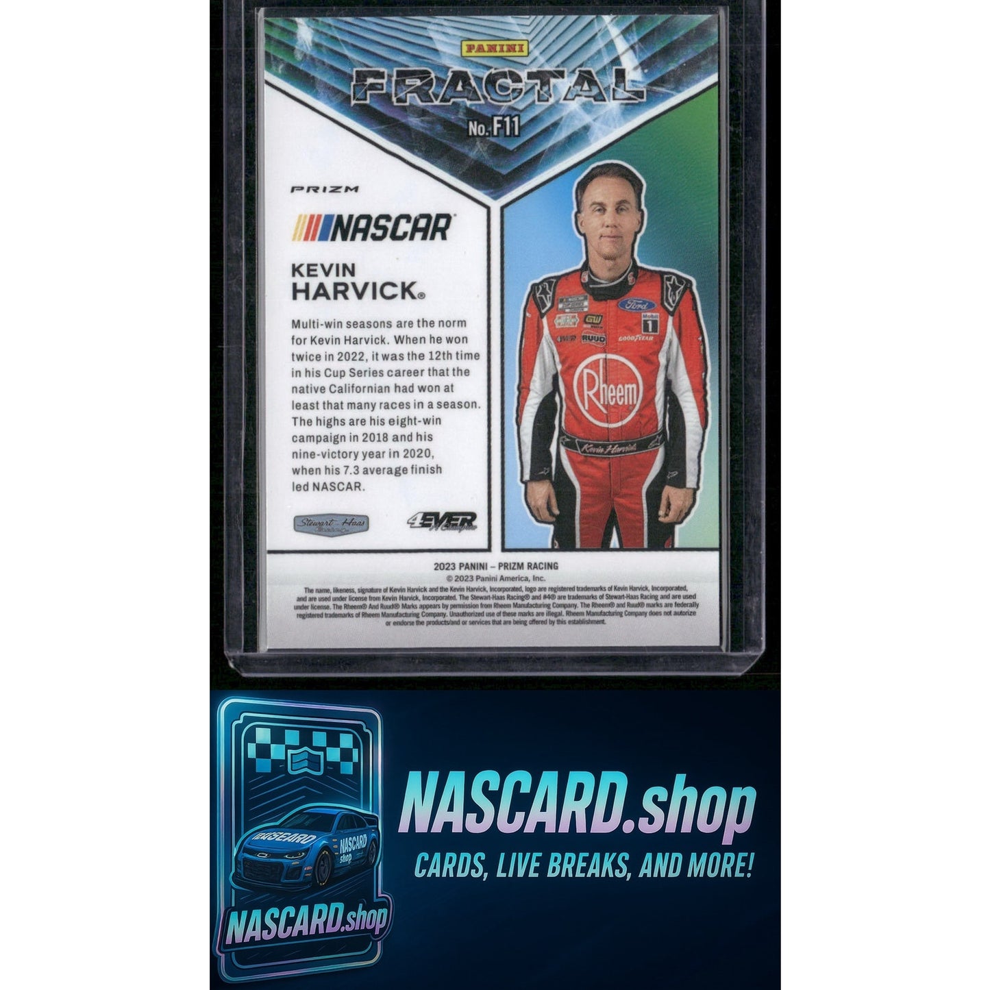2023 Panini Prizm #F11 Kevin Harvick Fractal White Sparkle Prizm