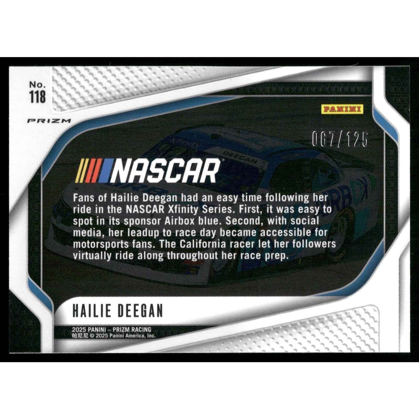 2025 Panini Prizm #118 Hailie Deegan Orange Wave #/125