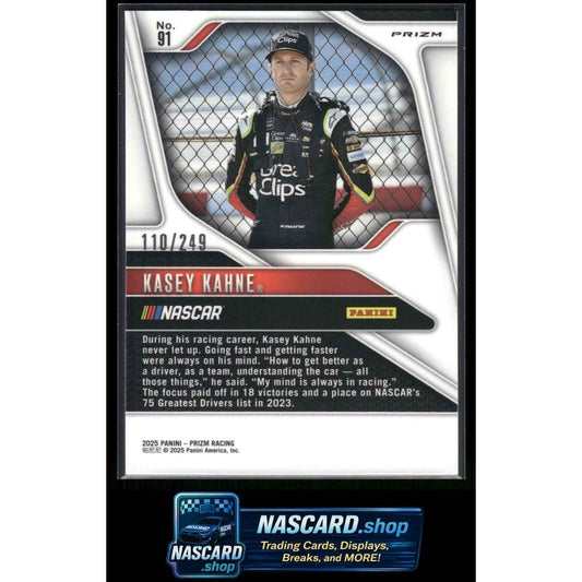 2025 Panini Prizm #91 Kasey Kahne Red #/249