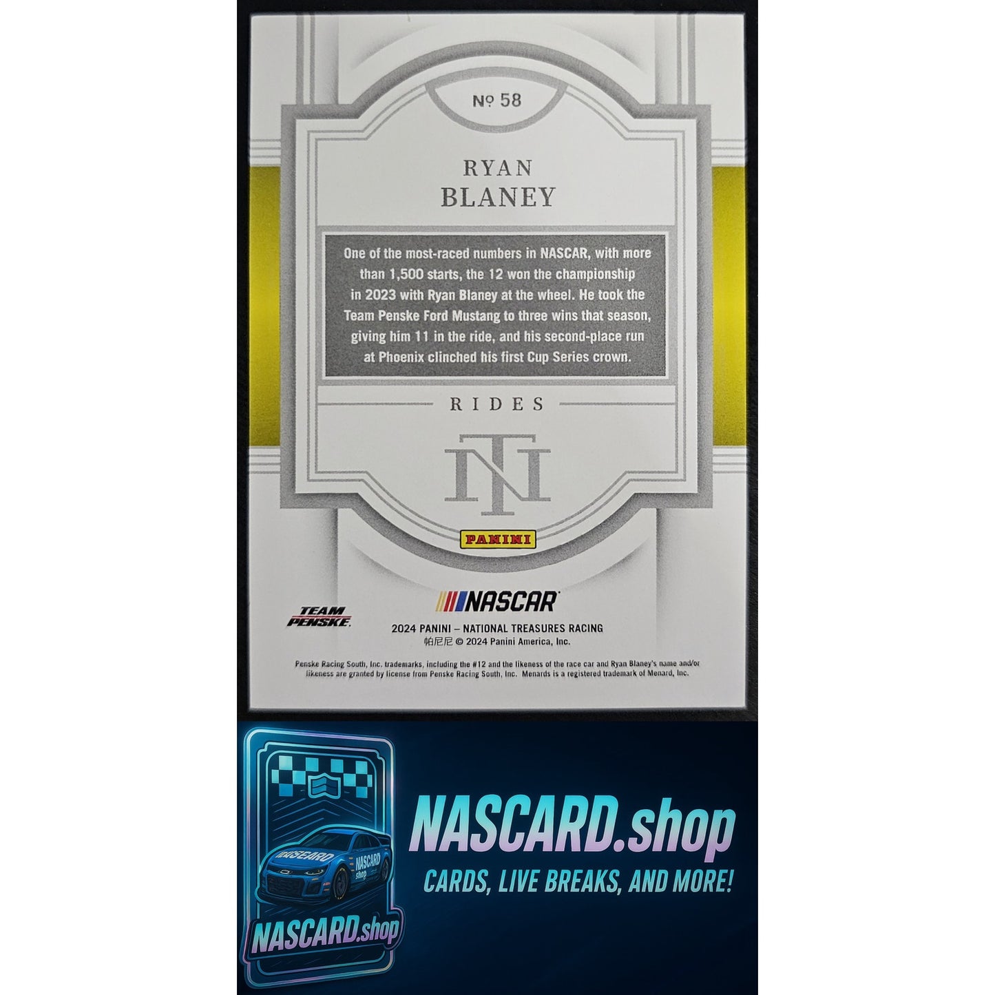2024 Panini National Treasures #58 Ryan Blaney Green #5/5