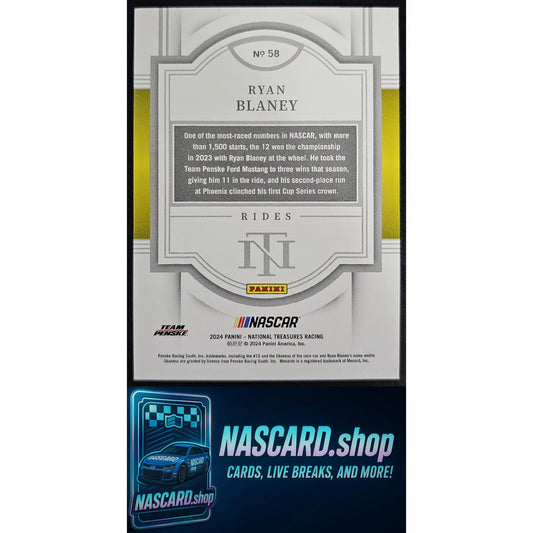 2024 Panini National Treasures #58 Ryan Blaney Green #5/5