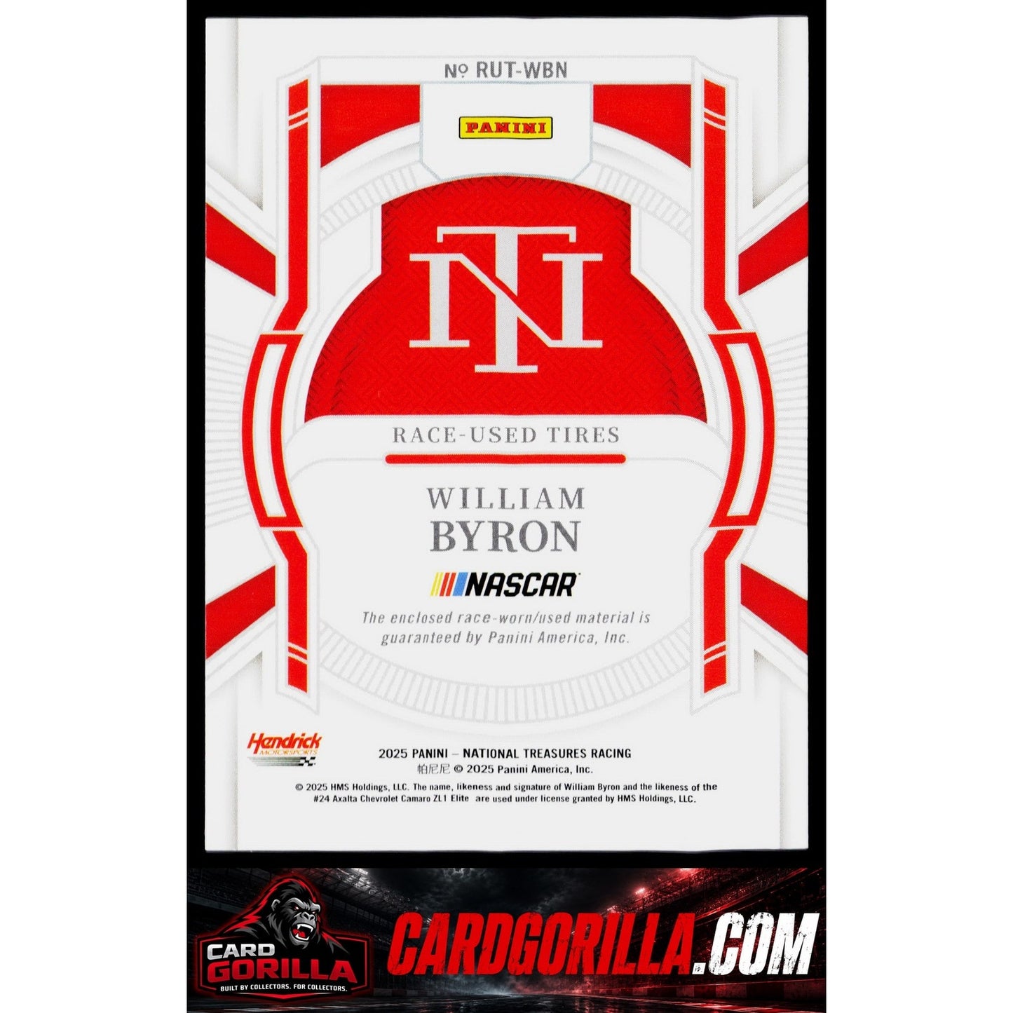 2024 Panini National Treasures William Byron Race Used Tires Holo Gold #/10