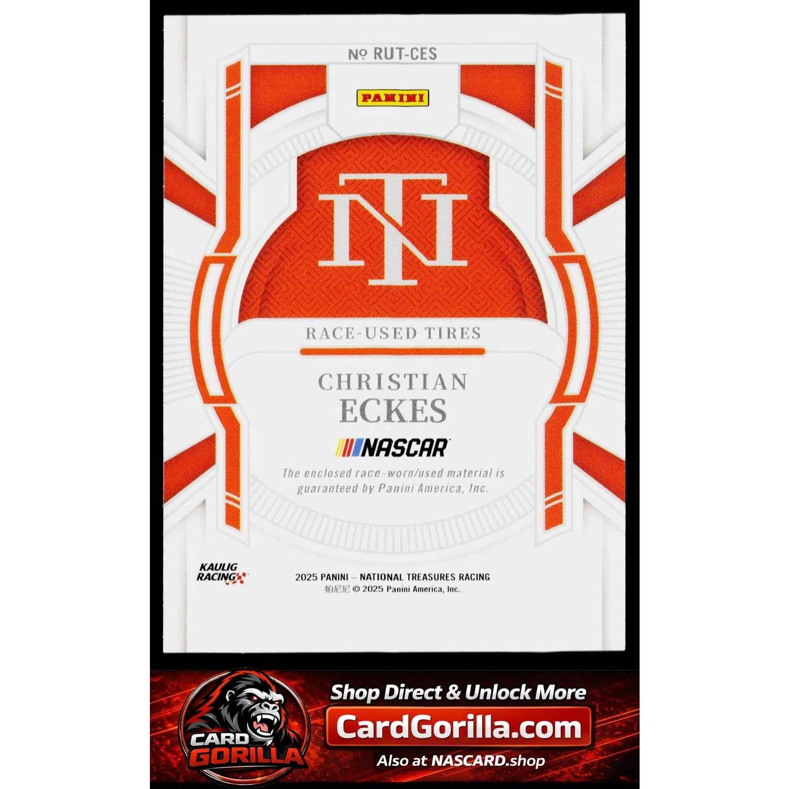 2025 Panini National Treasures #RUT-CES Christian Eckes Race Used Tires #/99