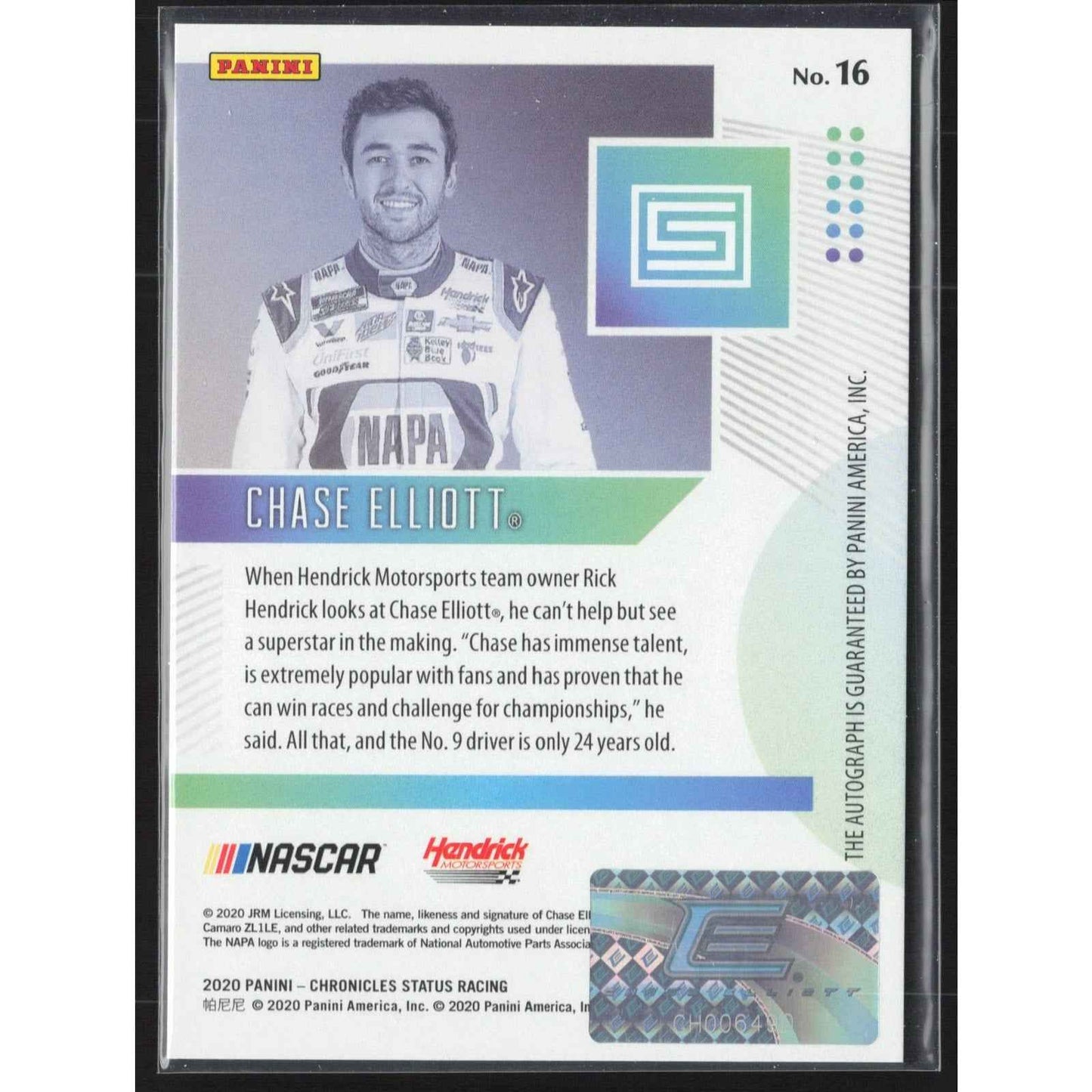 2020 Panini Chronicles #16 Chase Elliott Status Gold #/10