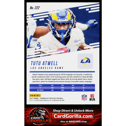 2021 Panini Chronicles #222 Tutu Atwell Prestige Rookies Update