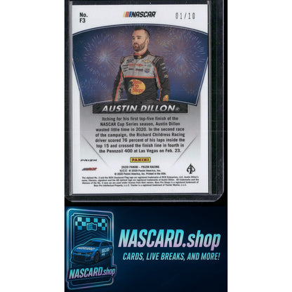 2020 Panini Prizm #F3 Austin Dillon Fireworks Gold Prizm #01/10 - Card Gorilla